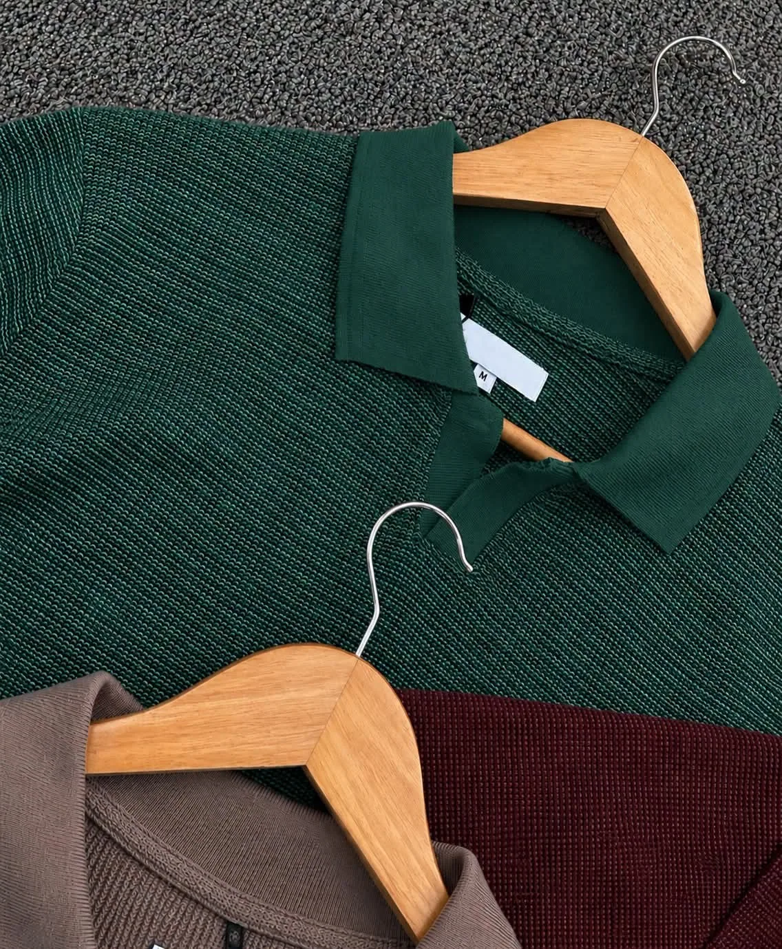 Green textured polo selection